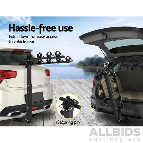 Bike Carrier 4 Bicycle Car Rear Rack Hitch Mount 2" Towbar Foldable Steel - Brand New - Free Shipping