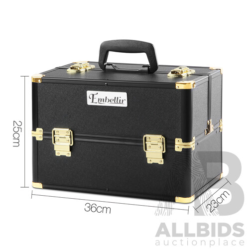 Portable Cosmetic Beauty Makeup Case - Black & Gold - Brand New - Free Shipping