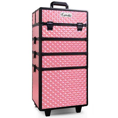 7 in 1 Portable Beauty Make up Cosmetic Trolley Case Pink - Brand New