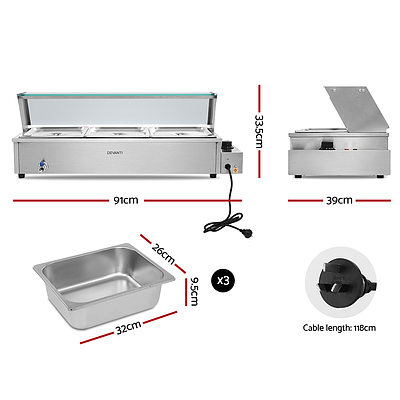 Commercial Food Warmer Bain Marie Electric Buffet Pan Stainless Steel - Brand New - Free Shipping