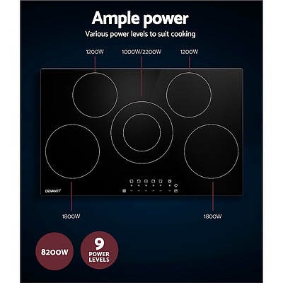 90cm Ceramic Cooktop Electric Cook Top 5 Burner Stove Hob Touch Control 6-Zones - Brand New - Free Shipping