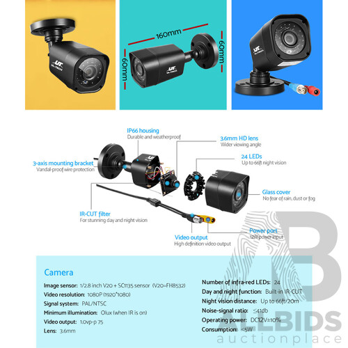Home CCTV Security System Camera 4CH DVR 1080P 1500TVL 1TB Outdoor Home - Brand New - Free Shipping