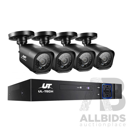 UL-TECH 4CH 5 IN 1 DVR CCTV Security System Video Recorder 4 Cameras 1080P HDMI Black - Brand New - Free Shipping