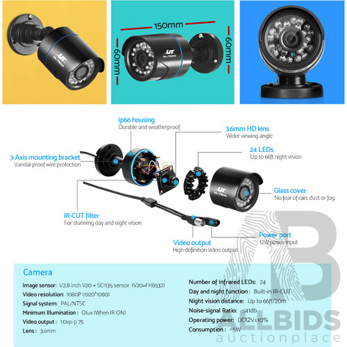 1080P 8 Channel HDMI CCTV Security Camera - Brand New - Free Shipping