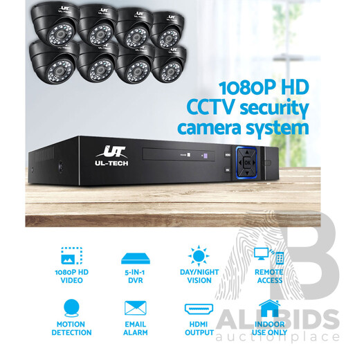UL-tech CCTV Camera Home Security System 8CH DVR 1080P IP 8 Dome Cameras Long Range - Brand New - Free Shipping