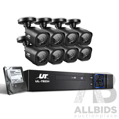 UL-TECH 8CH 5 IN 1 DVR CCTV Security System Video Recorder /w 8 Cameras 1080P HDMI Black - Brand New - Free Shipping