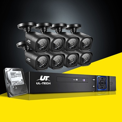 UL-TECH 8CH 5 IN 1 DVR CCTV Security System Video Recorder /w 8 Cameras 1080P HDMI Black - Brand New - Free Shipping