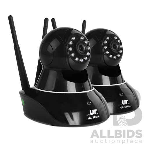 UL Tech Set of 2 1080P Wireless IP Cameras - Black - Brand New - Free Shipping