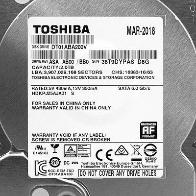 Toshiba 1TB Hard Disk Drive - Free Shipping