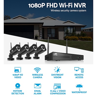 CCTV Wireless Security Camera System 4CH Home Outdoor WIFI 4 Square Cameras Kit 1TB - Brand New - Free Shipping
