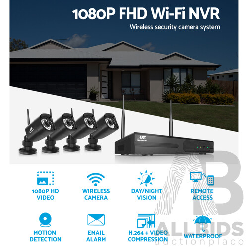 1080P 8CH NVR Wireless 4 Security Cameras Set - Brand New - Free Shipping