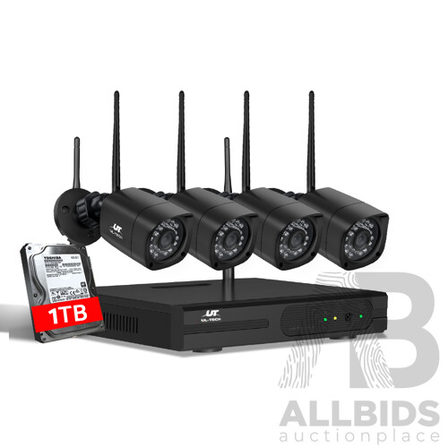 CCTV Wireless Security Camera System 8CH Home Outdoor WIFI 4 Square Cameras Kit 1TB - Brand New - Free Shipping