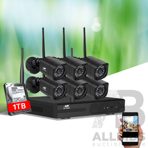 CCTV Wireless Security Camera System 8CH Home Outdoor WIFI 6 Square Cameras Kit 1TB - Brand New - Free Shipping