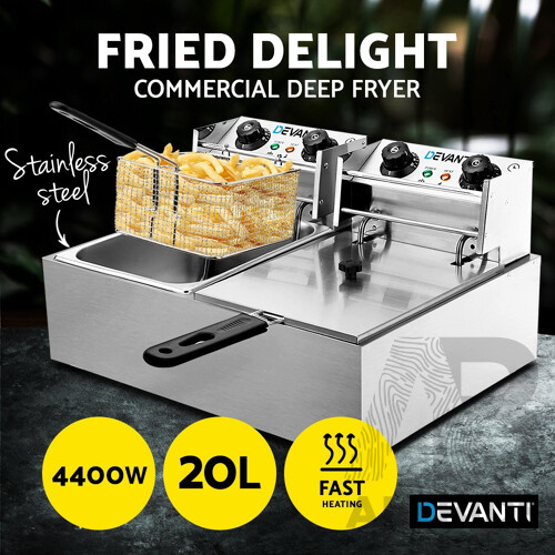 Commercial Electric Twin Deep Fryer - Silver - Brand New - Free Shipping