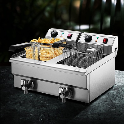 Commercial Electric Deep Fryer Twin Frying Basket Chip Cooker Countertop - Brand New - Free Shipping