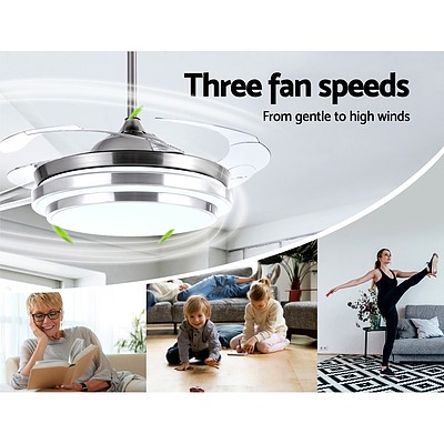 42'' Ceiling Fan Light With Remote Control Fans Lamp Modern Retractable Blade - Brand New - Free Shipping