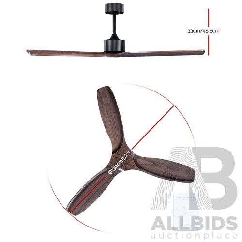 52'' Ceiling Fan With Remote Control Fans 3 Wooden Blades Timer 1300mm - Brand New - Free Shipping