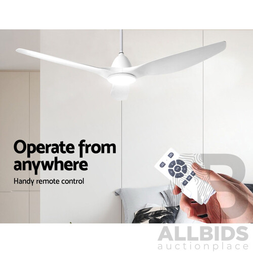 64 DC Motor Ceiling Fan with LED Light with Remote 8H Timer Reverse Mode 5 Speeds White