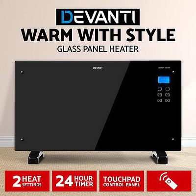 2000W Portable Electric Panel Heater - Black Glass - Brand New - Free Shipping
