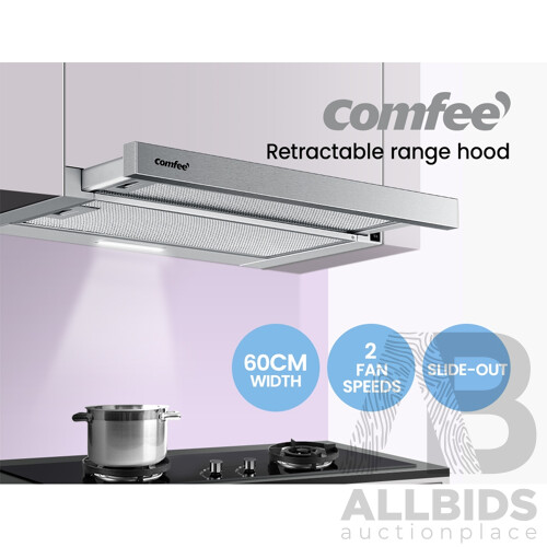 Rangehood 600mm Range Hood Slide Out 60cm Stainless Steel Kitchen Canopy - Brand New - Free Shipping