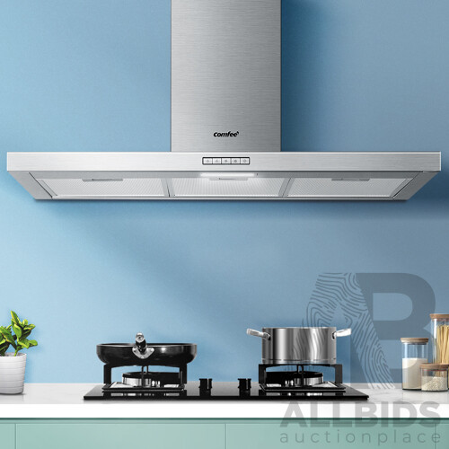 Rangehood 900mm 90cm Range Hood Stainless Steel Kitchen Canopy LED Light - Brand New - Free Shipping