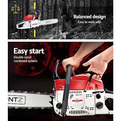 58CC Commercial Petrol Chainsaw - Red & White