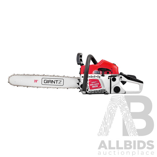 62CC Commercial Petrol Chainsaw - Red & White - Brand New - Free Shipping