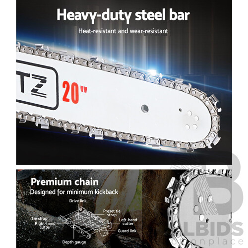 52CC Petrol Commercial Chainsaw Chain Saw Bar E-Start Pruning - Brand New - Free Shipping