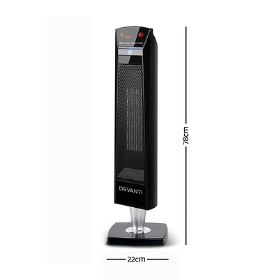2000W Portable Electric Ceramic Tower Heater - Black - Free Shipping