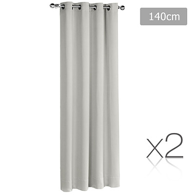 2 Panel 140 x 230cm Block Out Curtains - Ecru - Free Shipping