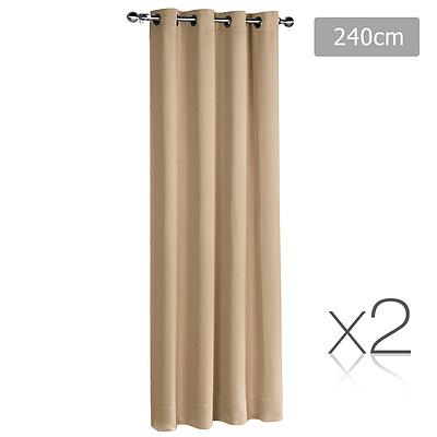 Set of 2 240 x 230cm Block Out Curtains - Latte