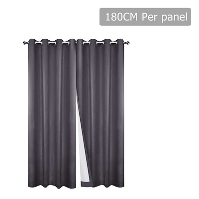 Set of 2 180 x 230cm Eyelet Blockout Curtains - Grey