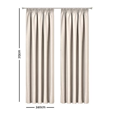 2 Pencil Pleat 240x213cm Blockout Curtains - Sand