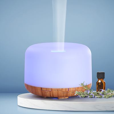 Aroma Diffuser Aromatherapy LED Night Light Air Humidifier Purifier Light Wood Grain 500ml - Brand New - Free Shipping