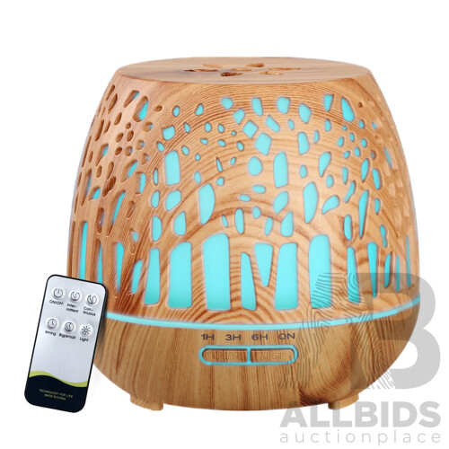 Aroma Diffuser Aromatherapy Humidifier Essential Oil Ultrasonic Cool Mist Wood Grain Remote Control 400ml - Brand New - Free Shipping