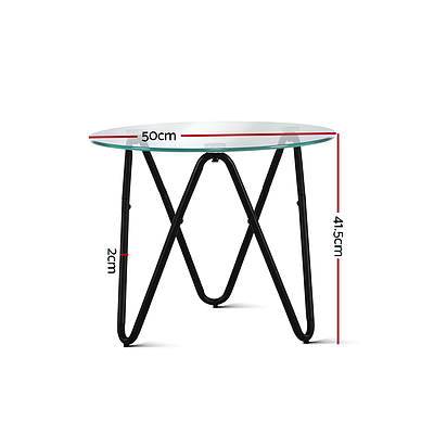 Coffee Table Glass End Side Tables High Gloss Display Modern Furniture 50X50CM