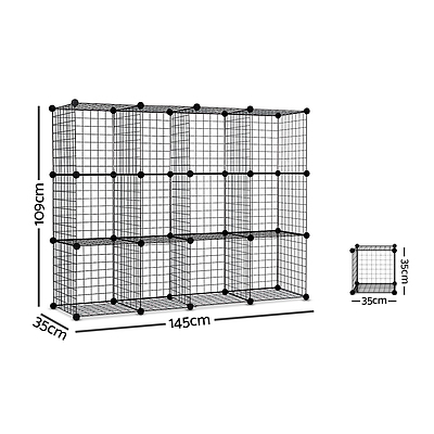 12 Cube Mesh Wire Storage Cabinet - Free Shipping