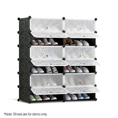 12 Shoe Stackable Compartments - Black & White - Free Shipping