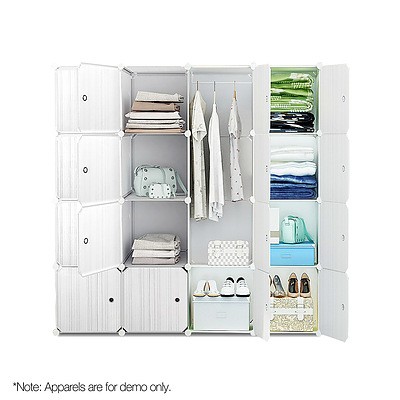 16 Cube Portable Storage Cabinet Wardrobe - White - Free Shipping
