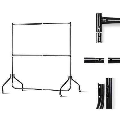 6FT Double Metal Garment Display Rail - Black - Brand New - Free Shipping