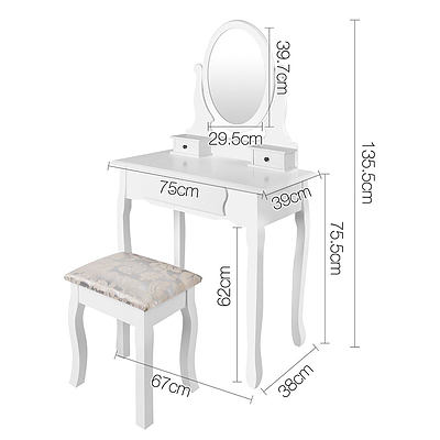3 Drawer Dressing Table with Mirror White - Brand New