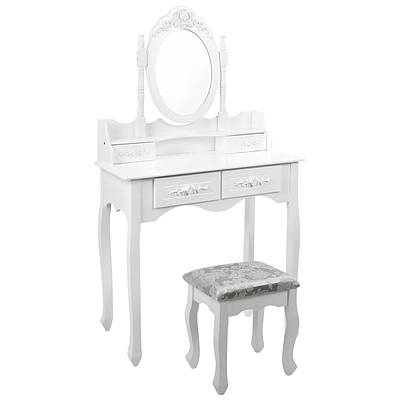4 Drawer Dressing Table w/ Mirror White - RRP: $572.17 - Free Shipping