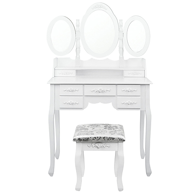 7 Drawer Dressing Table w/ Mirror White - RRP: $693.04 - Brand New - Free Shipping