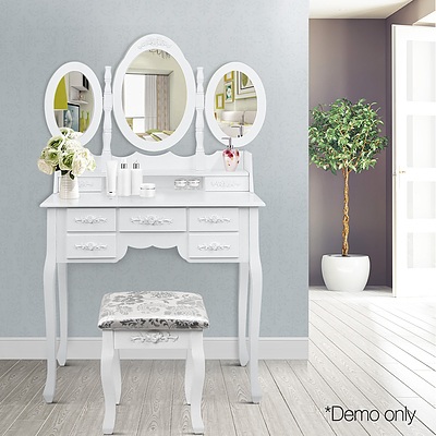 7 Drawer Dressing Table w/ Mirror White - RRP: $693.04 - Free Shipping