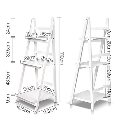 Wooden Ladder Storage Display Shelf - White - Free Shipping