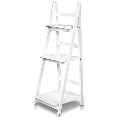Wooden Ladder Storage Display Shelf - White - Free Shipping