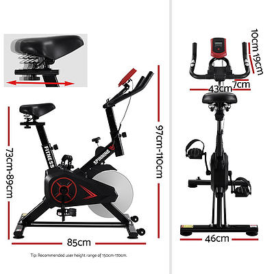 Spin Exercise Bike Flywheel Fitness Commercial Home Workout Gym Phone Holder Black - Brand New - Free Shipping