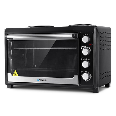 Electric Convection Oven Benchtop Rotisserie Grill 60L Hotplate Black - Brand New - Free Shipping