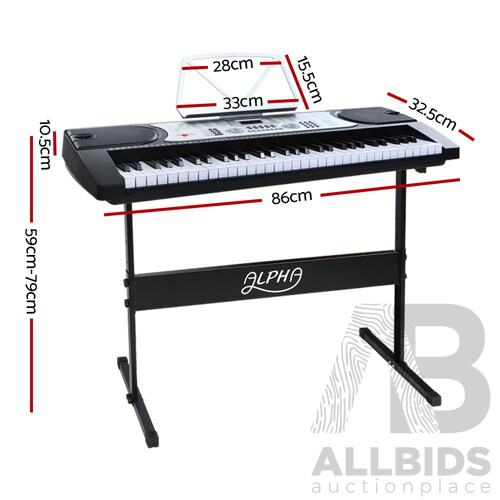 61 Keys Electronic Piano Keyboard LED Electric Silver with Music Stand for Beginner - Brand New - Free Shipping
