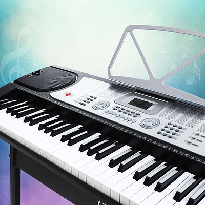 61 Keys Electronic Piano Keyboard LED Electric Silver with Music Stand for Beginner - Brand New - Free Shipping